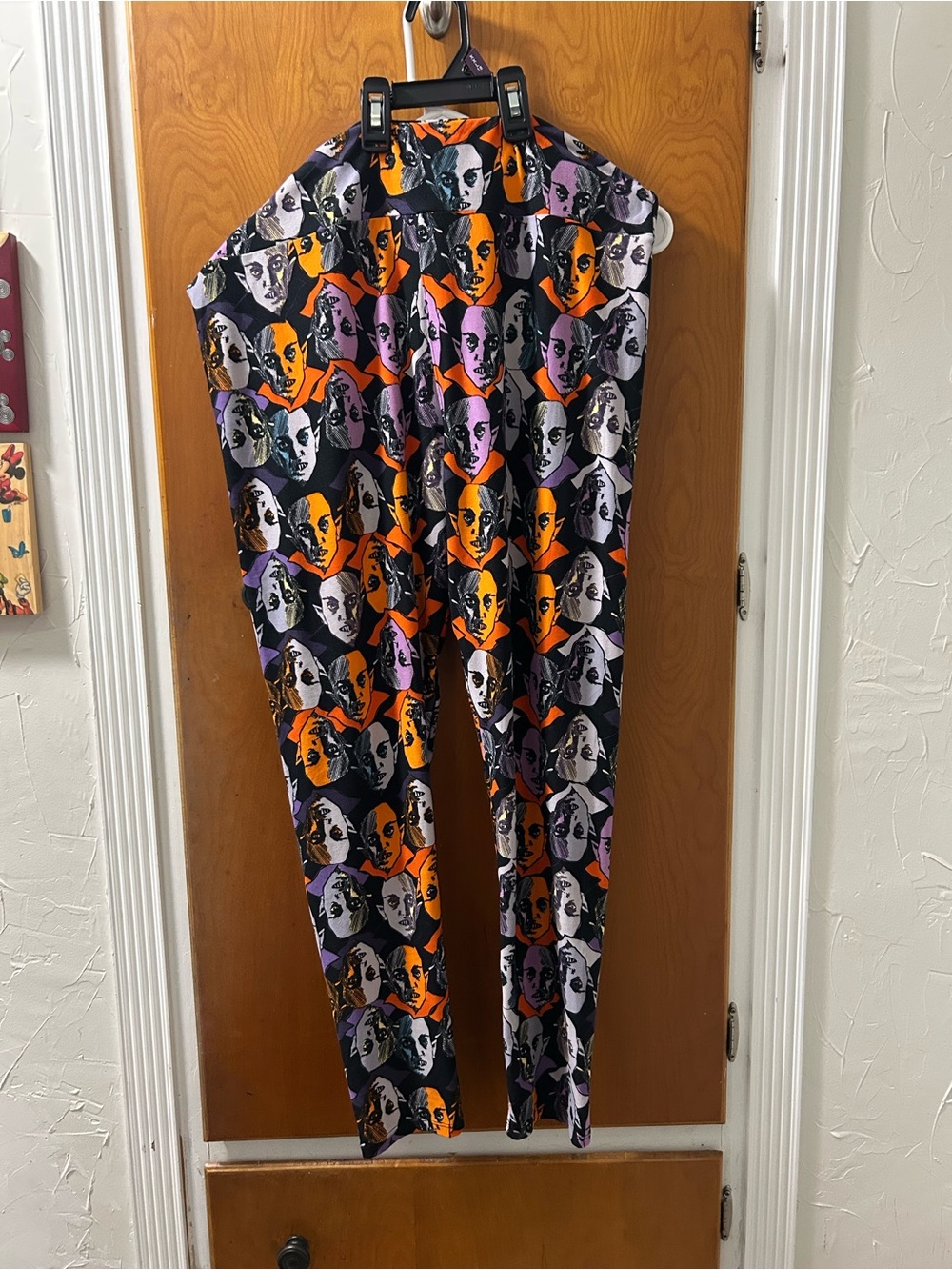 Lularore Nosferatu themed Leggings in Black, Orange & Purple